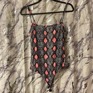 Sensational collection spaghetti strap bodysuit snake print